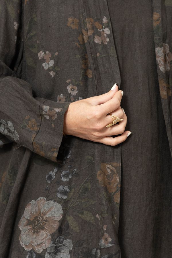 VESTIDO ANA COM CASAQUETO ANA MARROM - Loja Linho Italiano