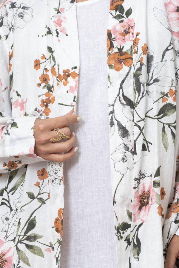 VESTIDO ANA COM CASAQUETO ANA BRANCO - Loja Linho Italiano