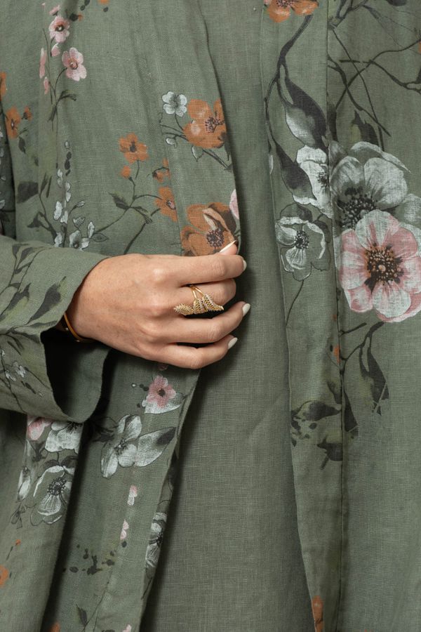 VESTIDO ANA COM CASAQUETO ANA MILITAR - Loja Linho Italiano