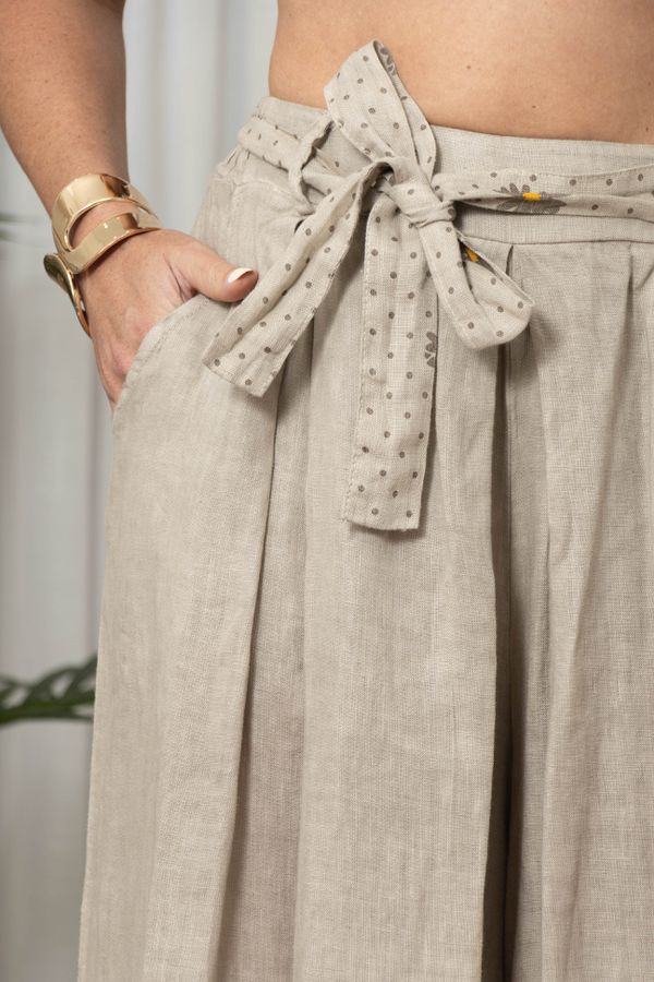 CALÇA MARGARIDA CJ BEGE ESCURO - Loja Linho Italiano