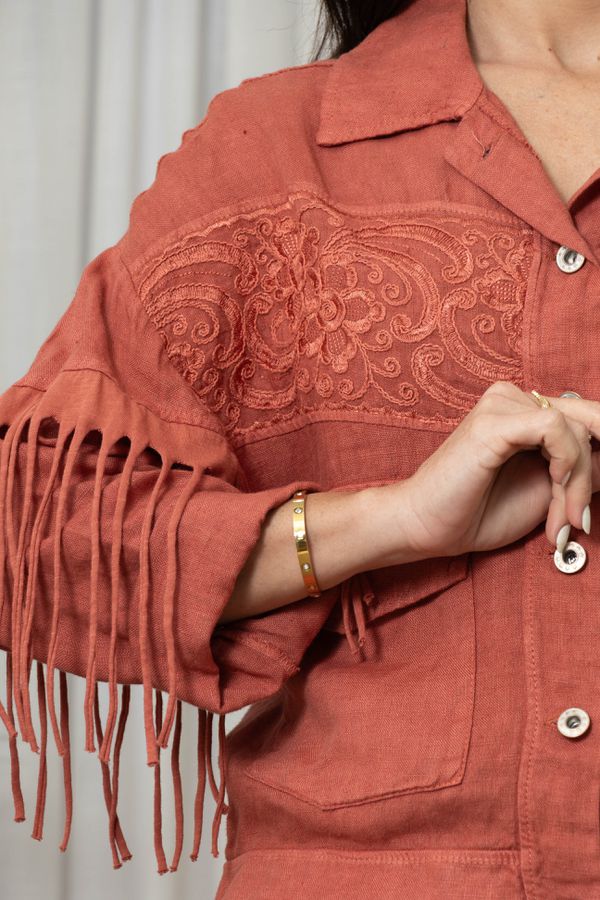 JAQUETA LORETA CJ GOIABA - Loja Linho Italiano