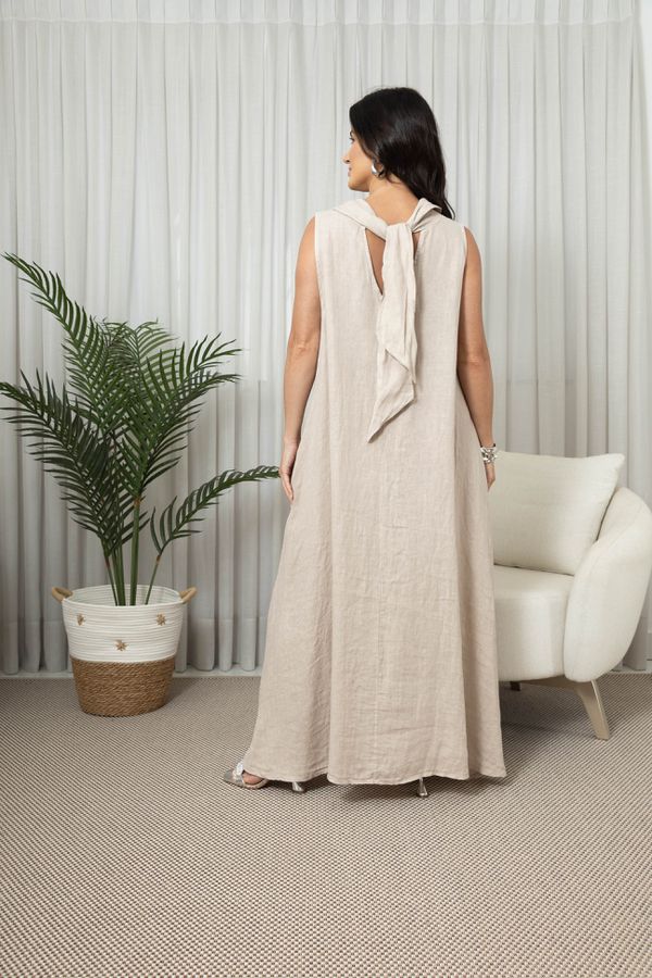 VESTIDO DAFINE BEGE - Loja Linho Italiano