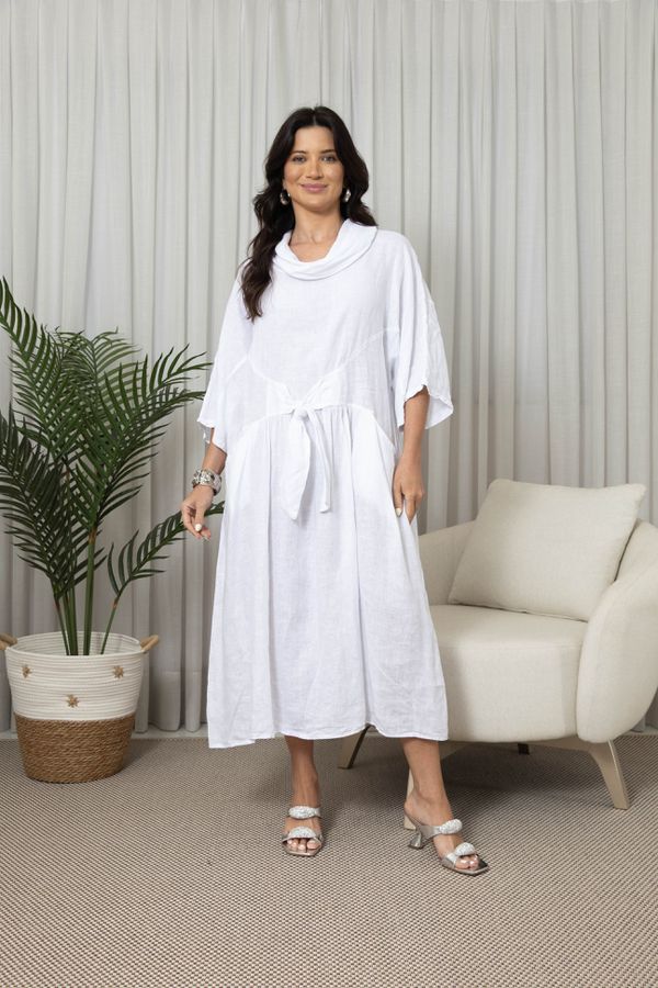 VESTIDO MIRELA BRANCO - Loja Linho Italiano