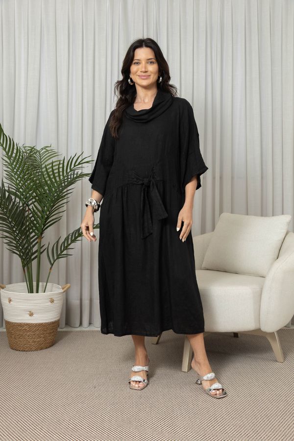 VESTIDO MIRELA PRETO - Loja Linho Italiano