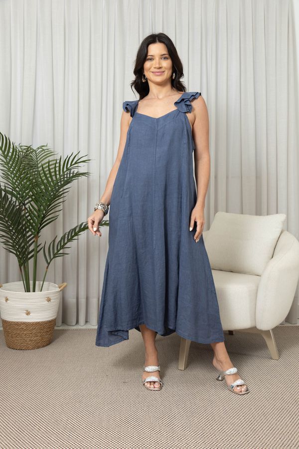 VESTIDO OFÉLIA JEANS ESCURO - Loja Linho Italiano