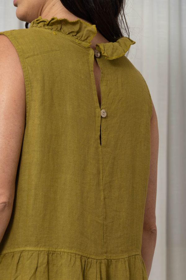 VESTIDO SAMELA PISTACHE - Loja Linho Italiano