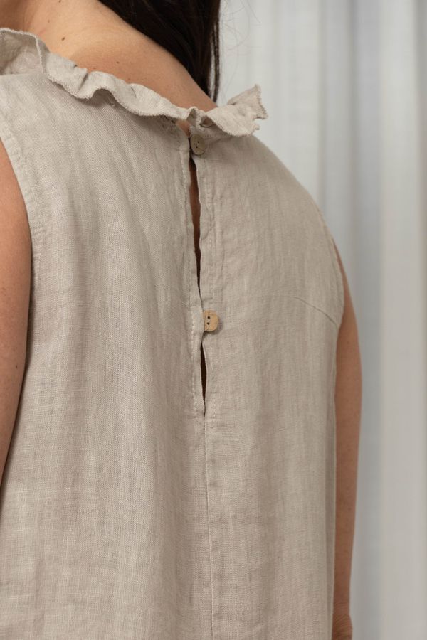 VESTIDO SAMELA BEGE ESCURO - Loja Linho Italiano