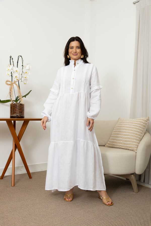 VESTIDO FORTALEZA BRANCO - Loja Linho Italiano