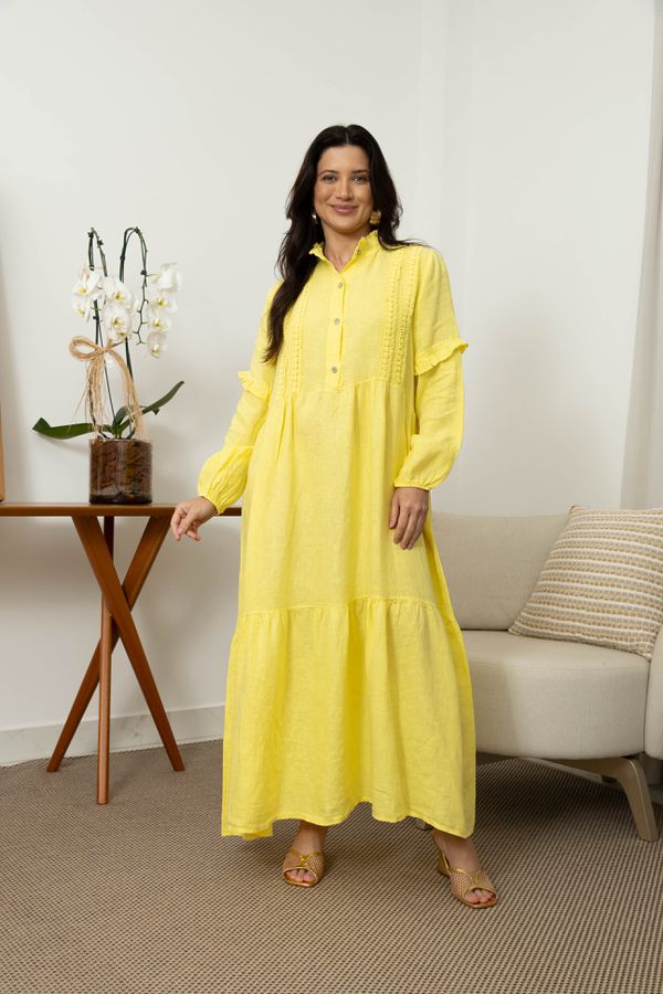 VESTIDO FORTALEZA AMARELO - Loja Linho Italiano