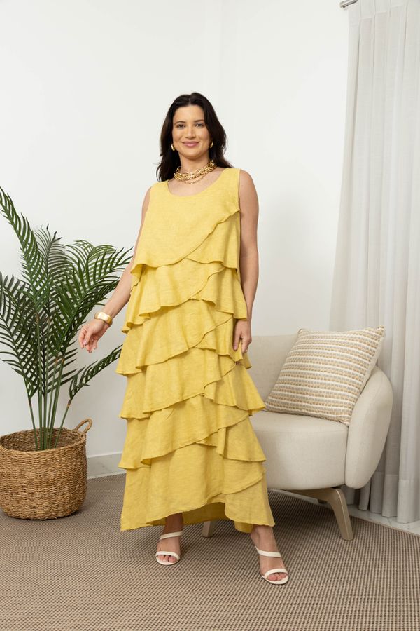 VESTIDO MONTREAL AMARELO - Loja Linho Italiano