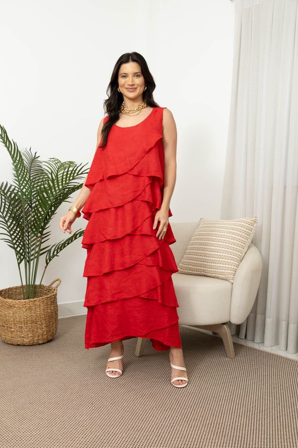 VESTIDO MONTREAL VERMELHO - Loja Linho Italiano