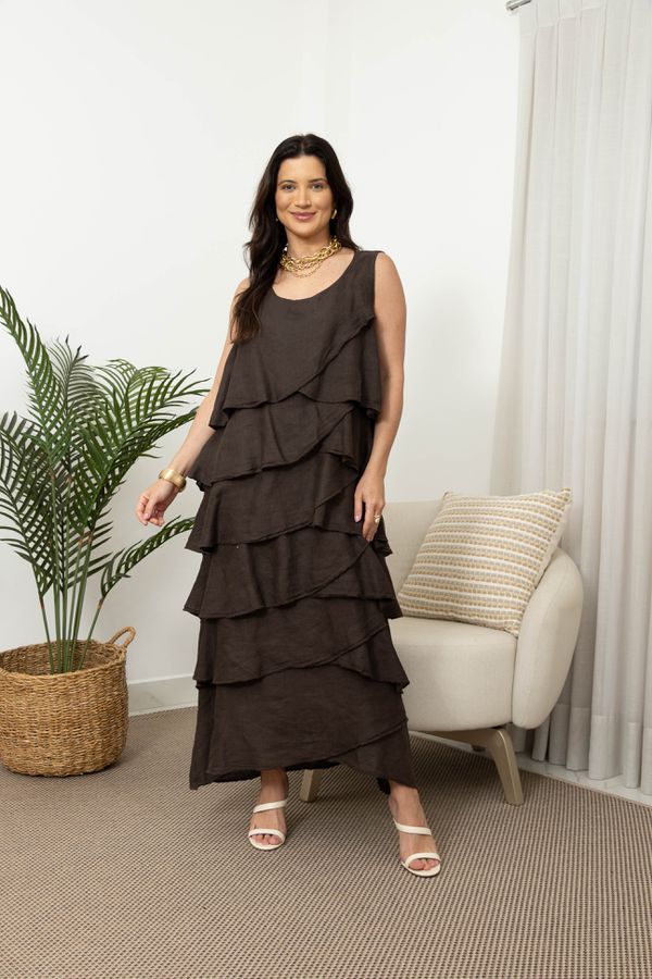 VESTIDO MONTREAL CHOCOLATE - Loja Linho Italiano