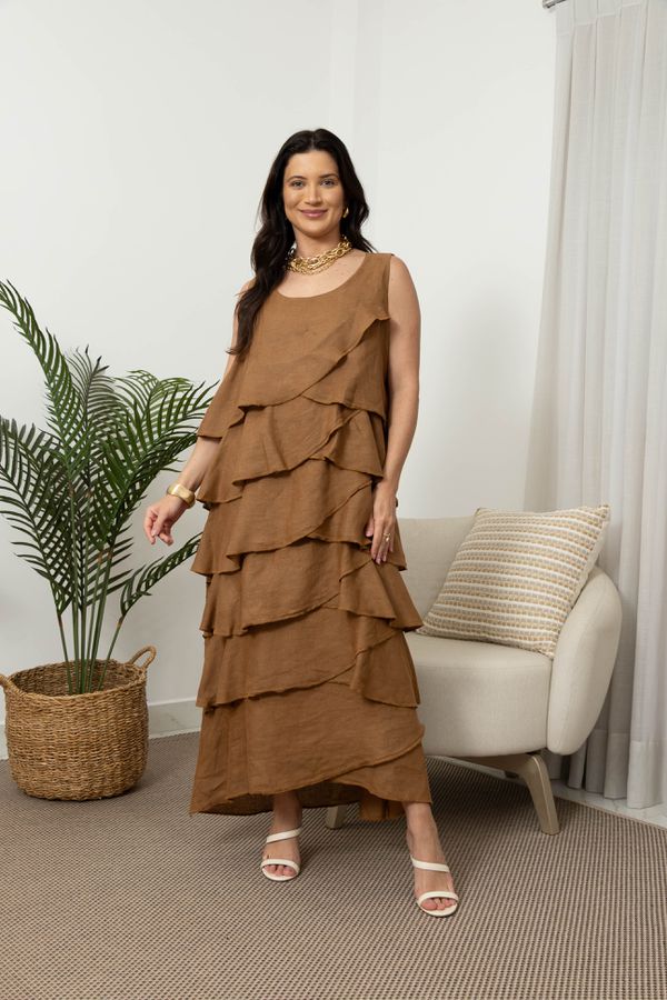 VESTIDO MONTREAL MOCCA - Loja Linho Italiano