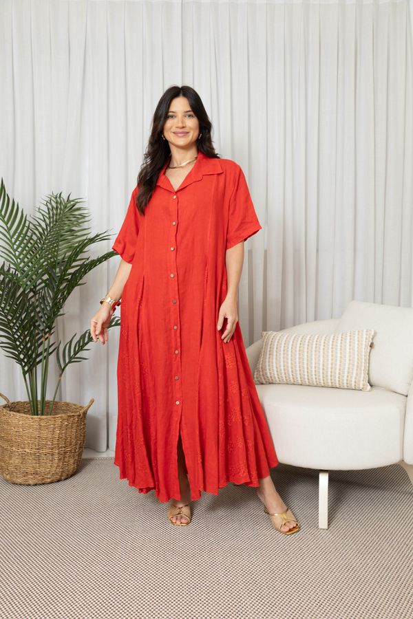 CHEMISE ANA VERMELHO - Loja Linho Italiano