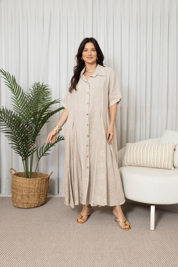 CHEMISE ANA BEGE - Loja Linho Italiano