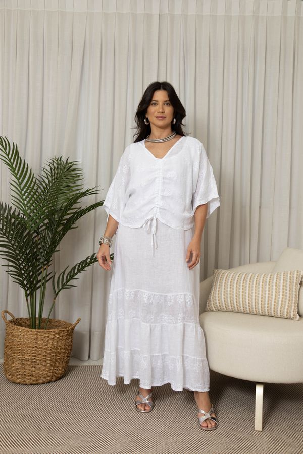 VESTIDO AUREA BRANCO - Loja Linho Italiano