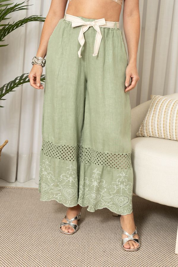 CALÇA MARA CJ MENTA - Loja Linho Italiano