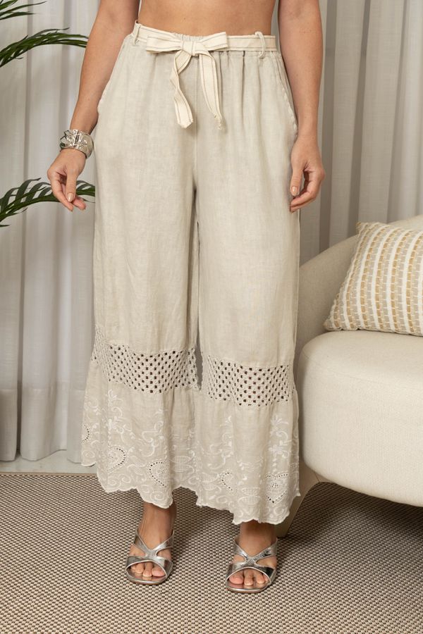 CALÇA MARA CJ BEGE - Loja Linho Italiano