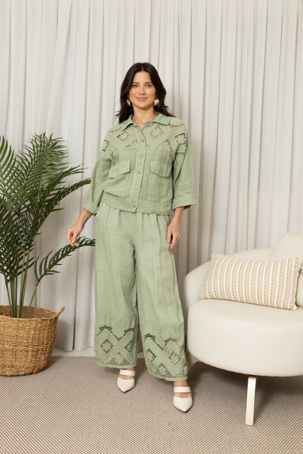 CALÇA NITERÓI CJ MENTA - Loja Linho Italiano