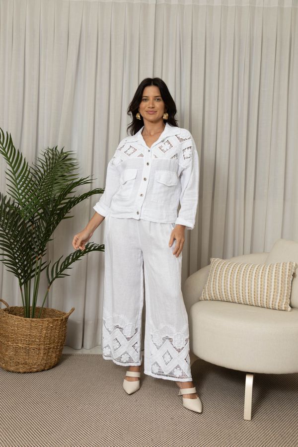 CALÇA NITERÓI CJ BRANCO - Loja Linho Italiano