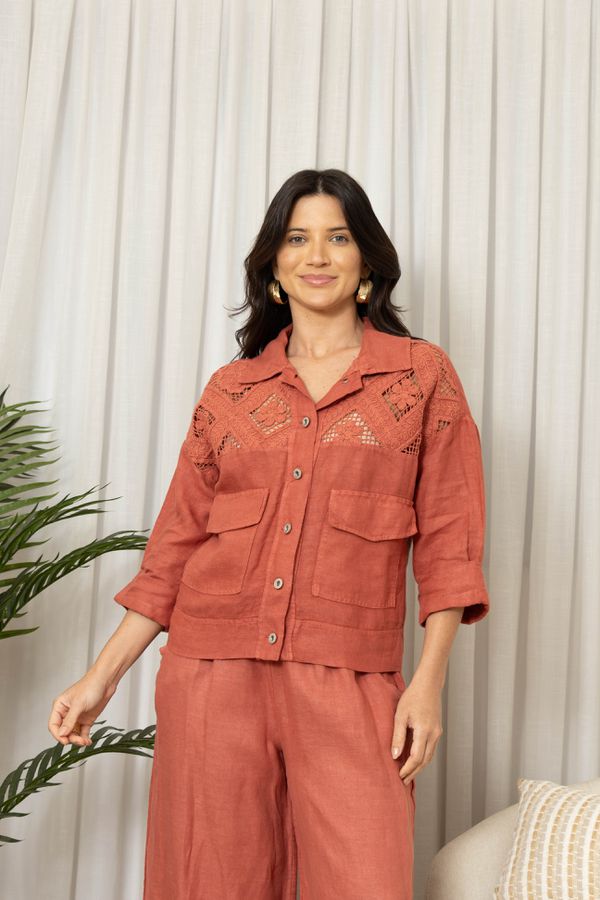 JAQUETA NITERÓI CJ GOIABA - Loja Linho Italiano