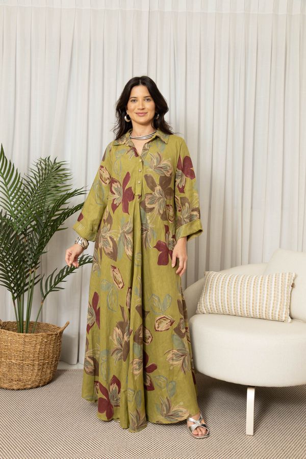 VESTIDO CARLA PISTACHE - Loja Linho Italiano