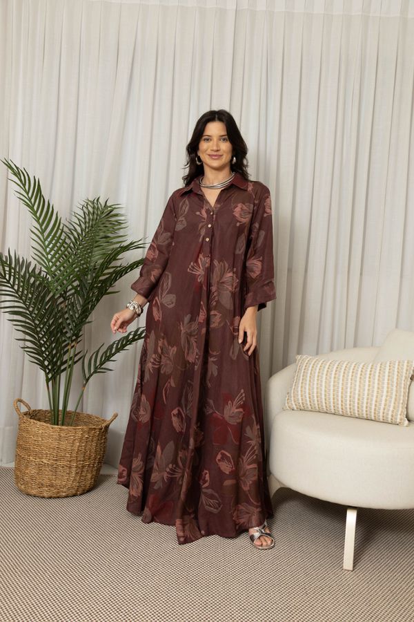 VESTIDO CARLA BERINJELA - Loja Linho Italiano