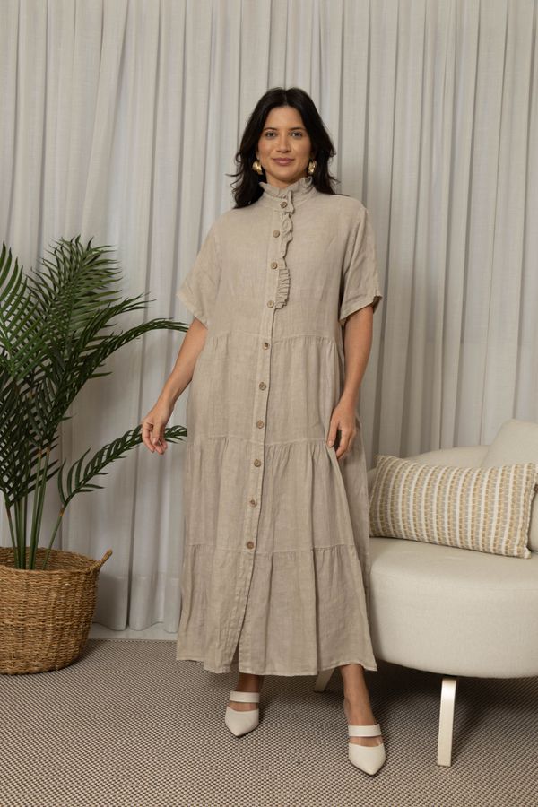 VESTIDO JAQUELINE BEGE - Loja Linho Italiano