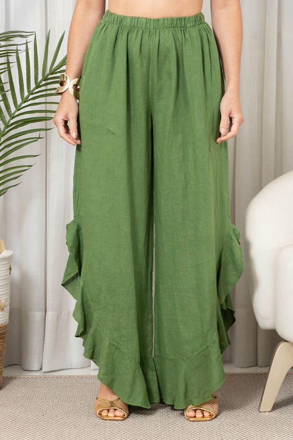 CALÇA EDNA VERDE GRAMA - Loja Linho Italiano