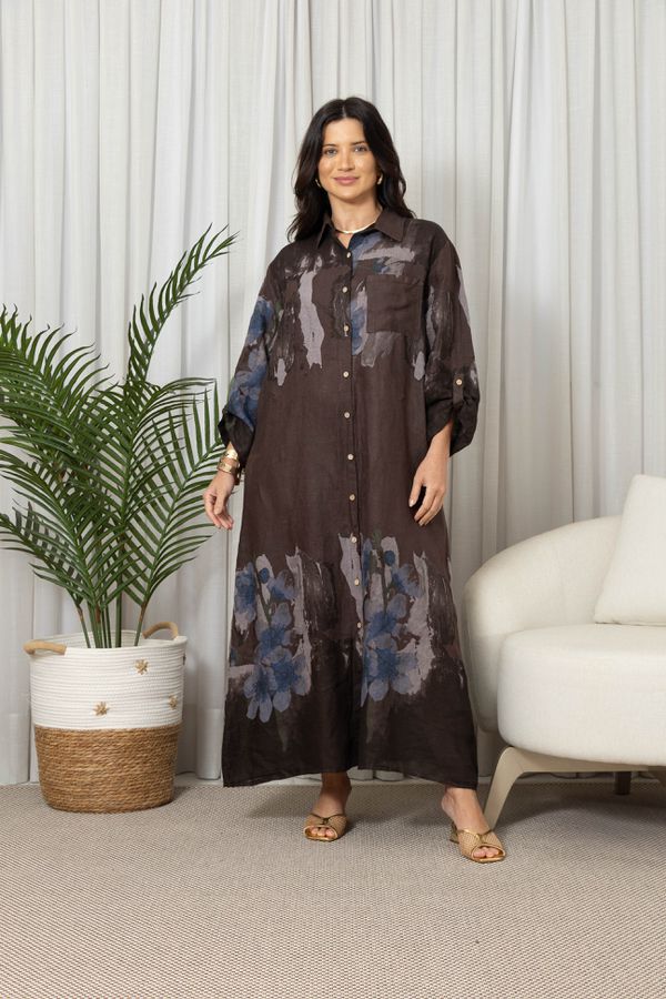 CHEMISE ALICE CHOCOLATE - Loja Linho Italiano