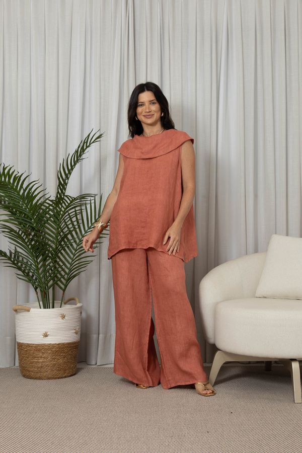 REGATA DAPHNE GOIABA - Loja Linho Italiano