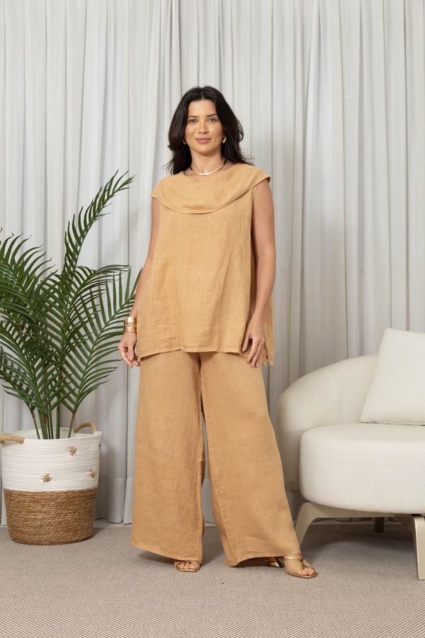 REGATA DAPHNE CARAMELO - Loja Linho Italiano