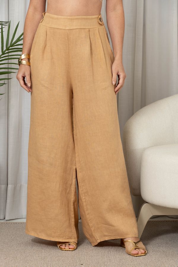 CALÇA DAPHNE CARAMELO - Loja Linho Italiano