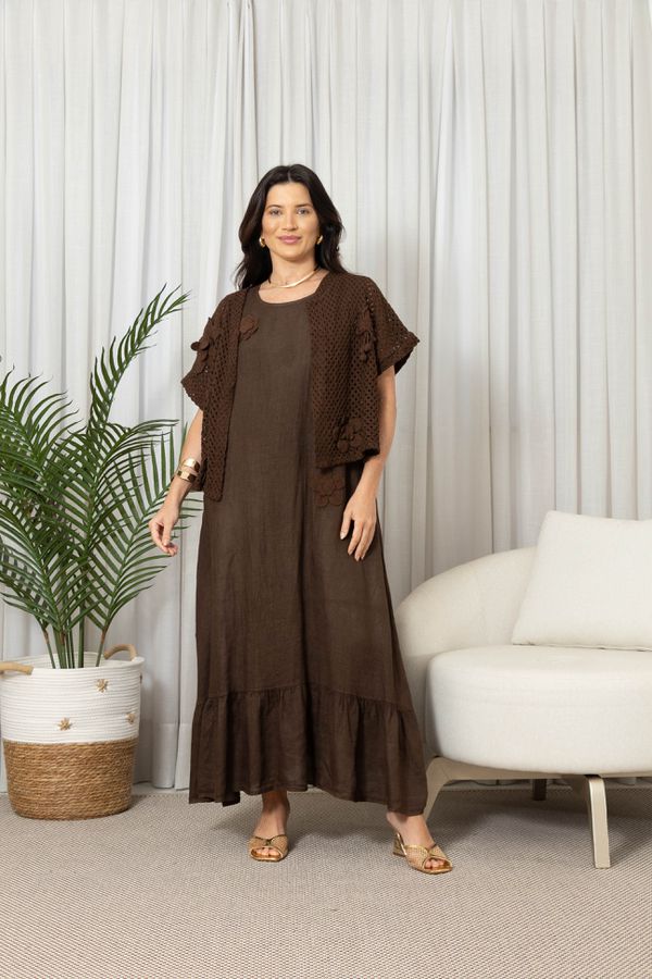 VESTIDO DELICATA CHOCOLATE - Loja Linho Italiano