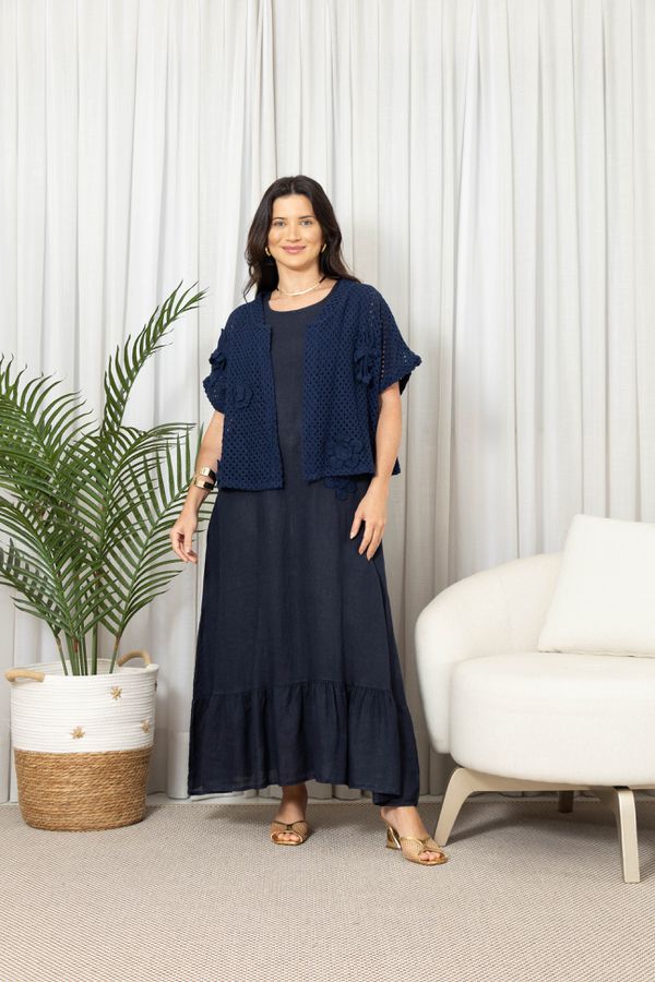 VESTIDO DELICATA MARINHO - Loja Linho Italiano