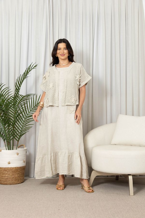 VESTIDO DELICATA BEGE - Loja Linho Italiano