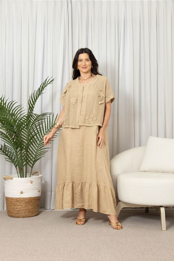 VESTIDO DELICATA CARAMELO - Loja Linho Italiano