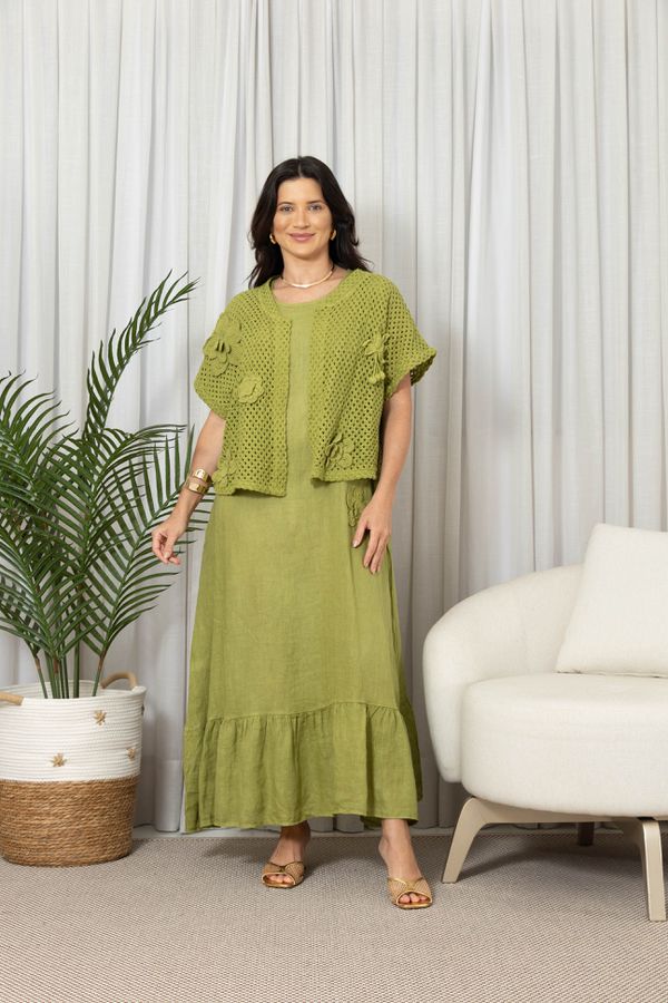 VESTIDO DELICATA PISTACHE - Loja Linho Italiano