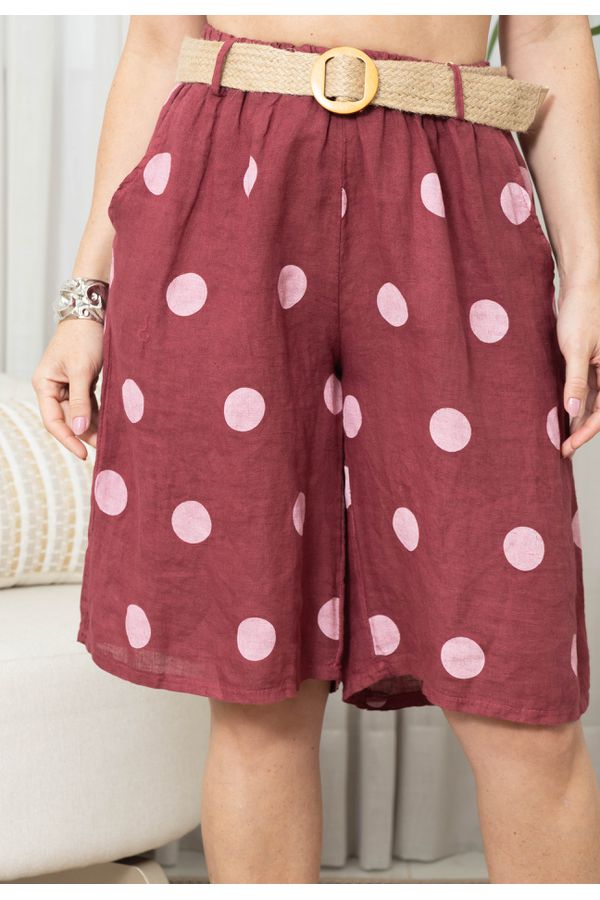 BERMUDA MADRI BORDO - Loja Linho Italiano