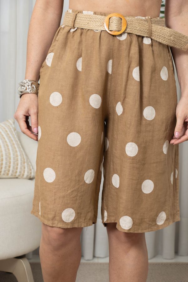 BERMUDA MADRI CARAMELO - Loja Linho Italiano