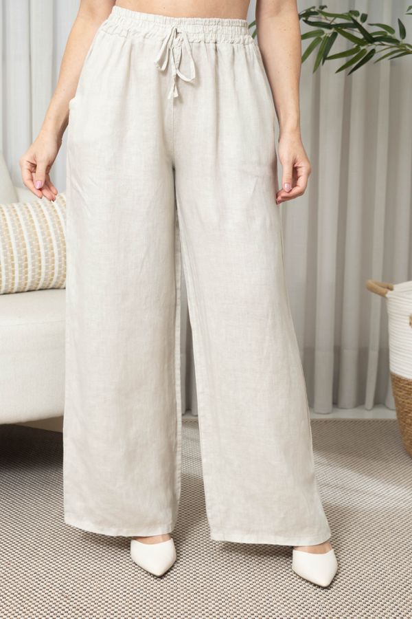 CALÇA MERIVA BEGE - Loja Linho Italiano