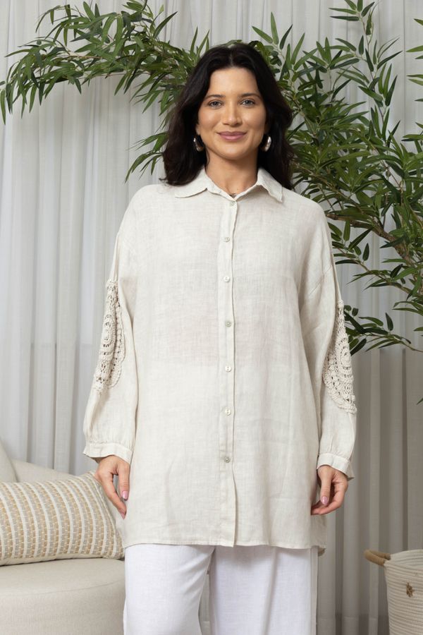 CAMISA CATANA BEGE - Loja Linho Italiano