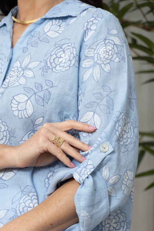 CAMISA POMEZIA AZUL BEBE - Loja Linho Italiano