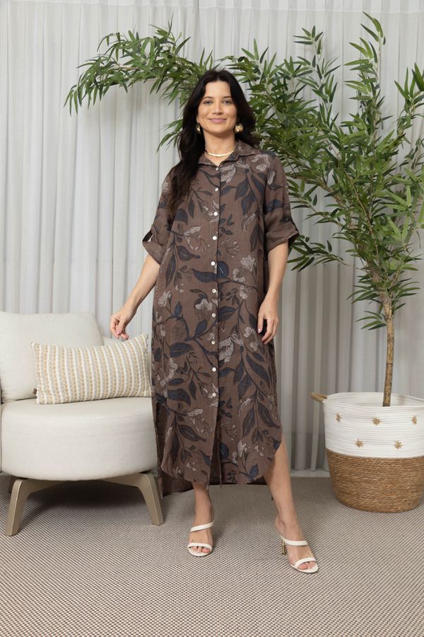 CHEMISE PALERMO MARROM - Loja Linho Italiano