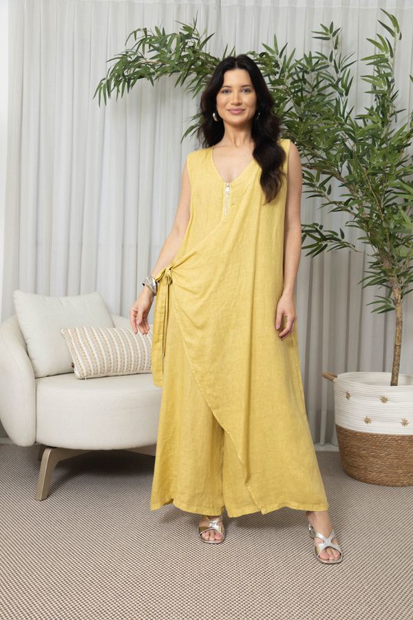 MACACÃO LUINI AMARELO - Loja Linho Italiano