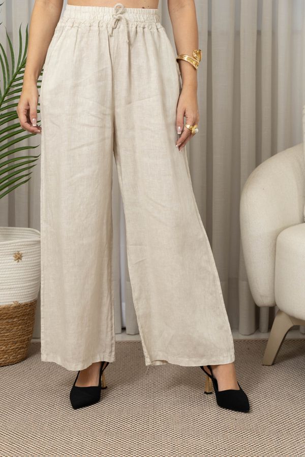 CALÇA ERIKA BEGE - Loja Linho Italiano