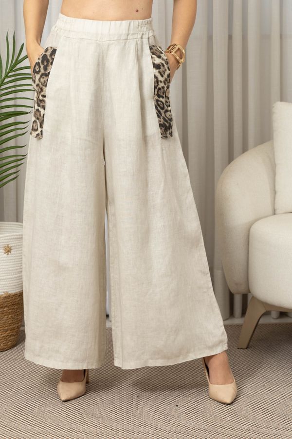 CALÇA BARBARA CJ BEGE - Loja Linho Italiano