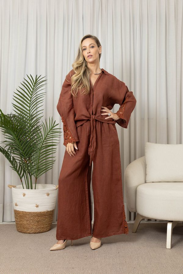 CAMISA SOL CJ MARROM - Loja Linho Italiano