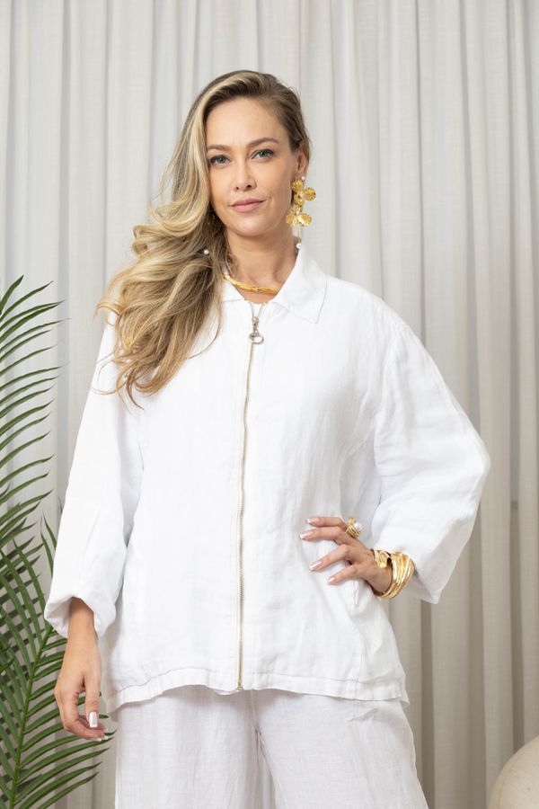 JAQUETA LAIS BRANCO - Loja Linho Italiano