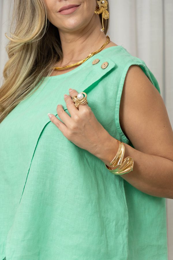 REGATA CAMILA MENTA - Loja Linho Italiano